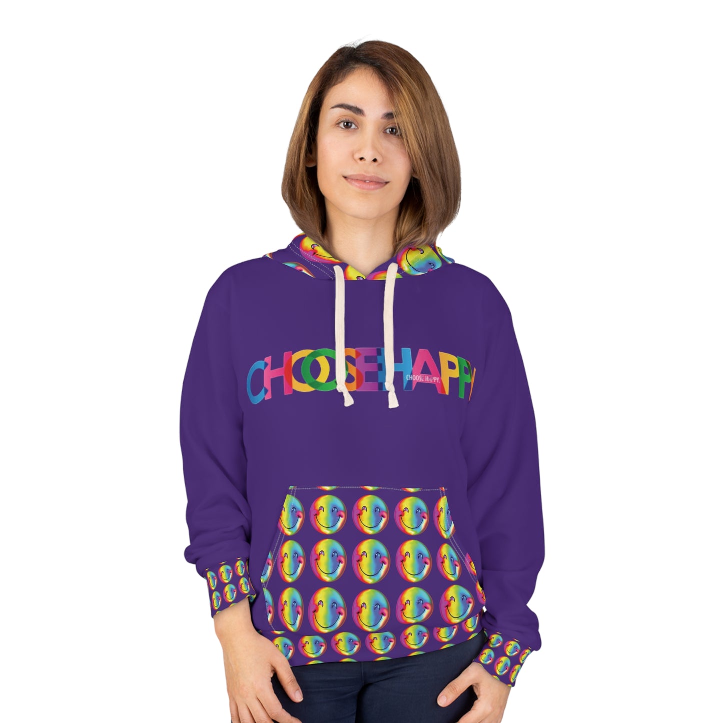 Choose Happy Hoodie Purple