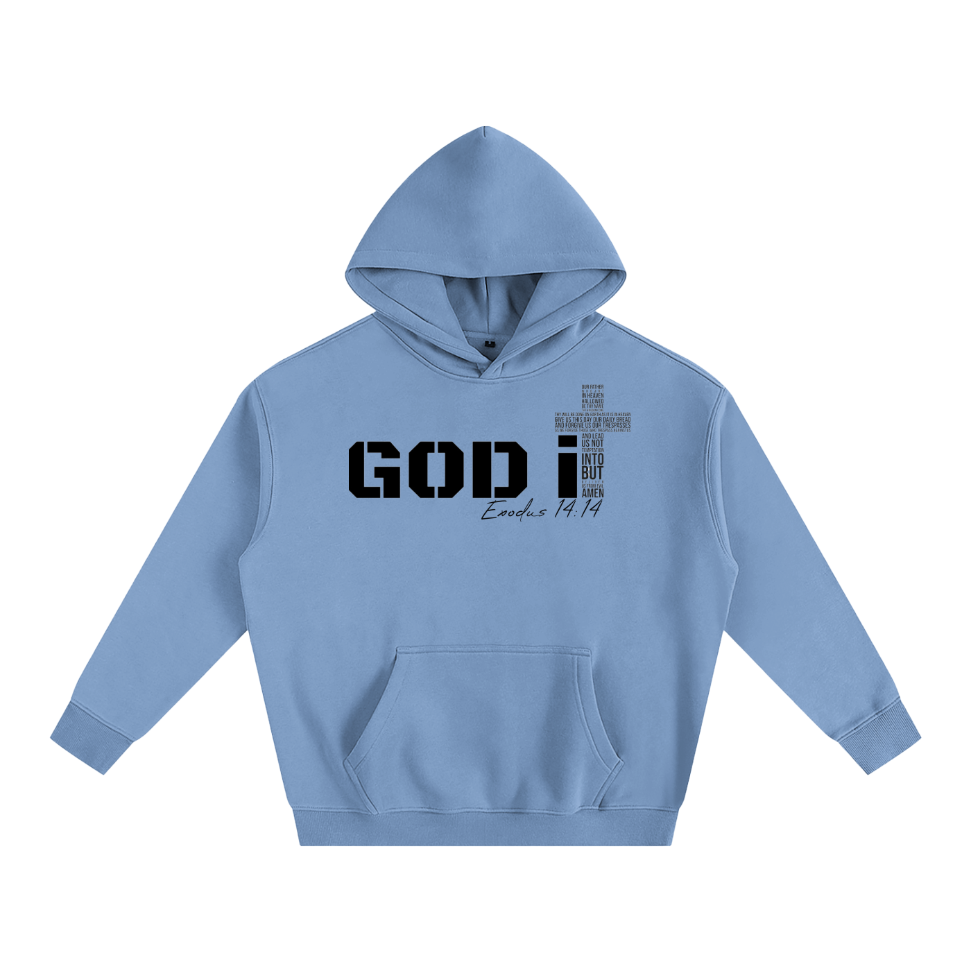 GOD it Oversize Fleeced Hoodie design black DTF PRINT