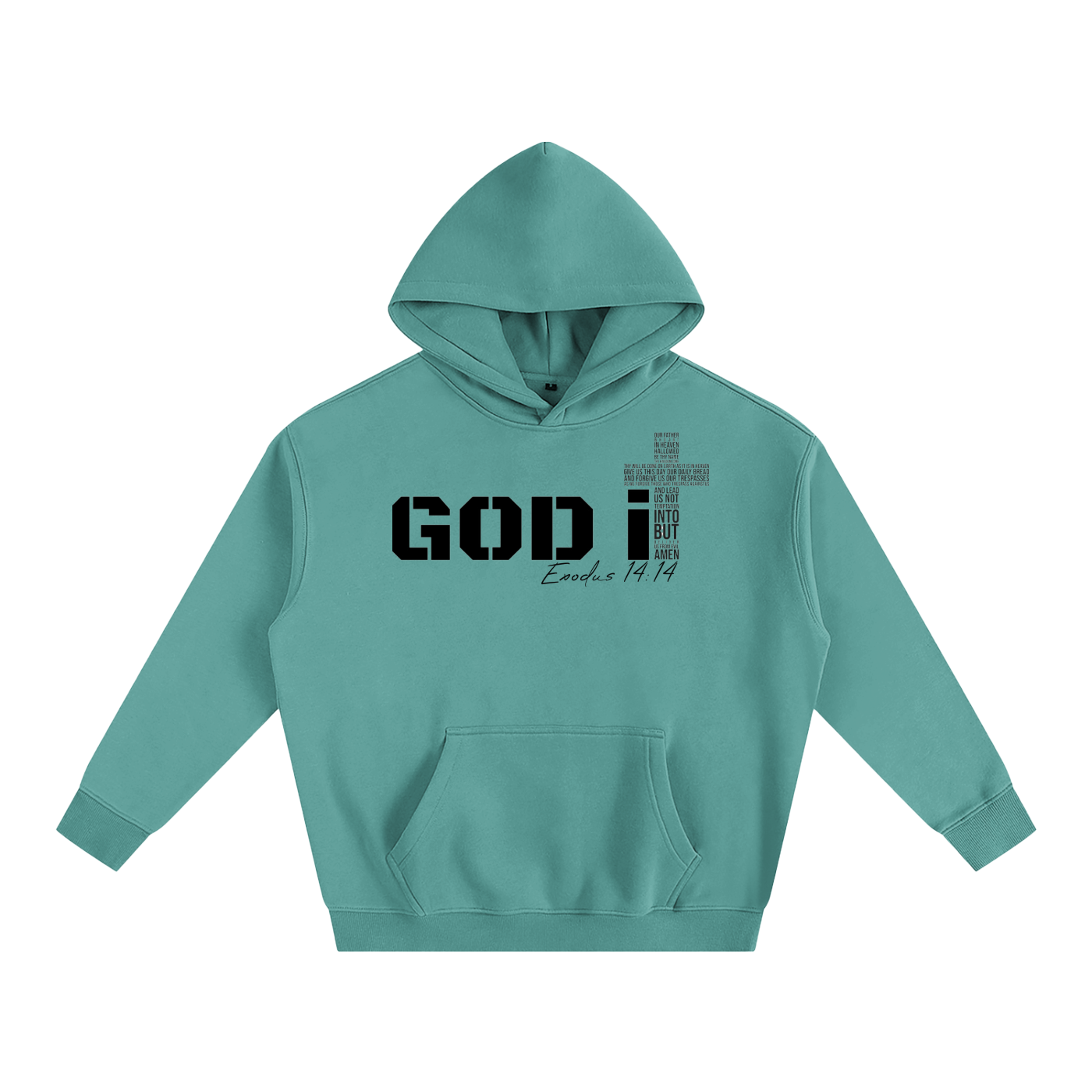 GOD it Oversize Fleeced Hoodie design black DTF PRINT