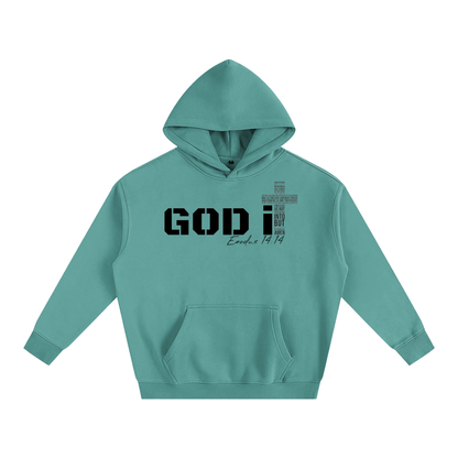 GOD it Oversize Fleeced Hoodie design black DTF PRINT