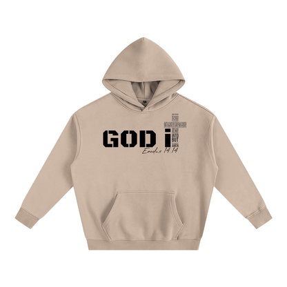 GOD it Oversize Fleeced Hoodie design black DTF PRINT