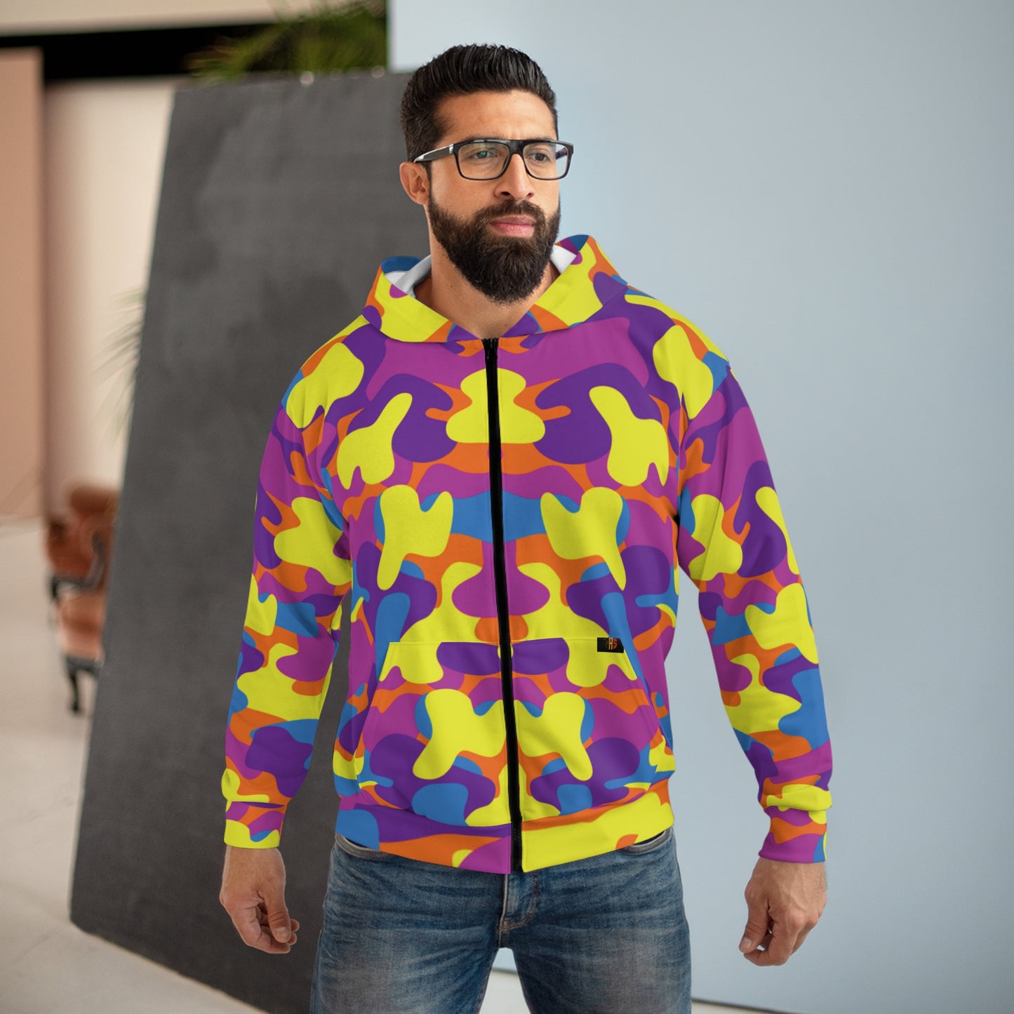 MULTICOLOR BIG CAMO ZIP HOODIE