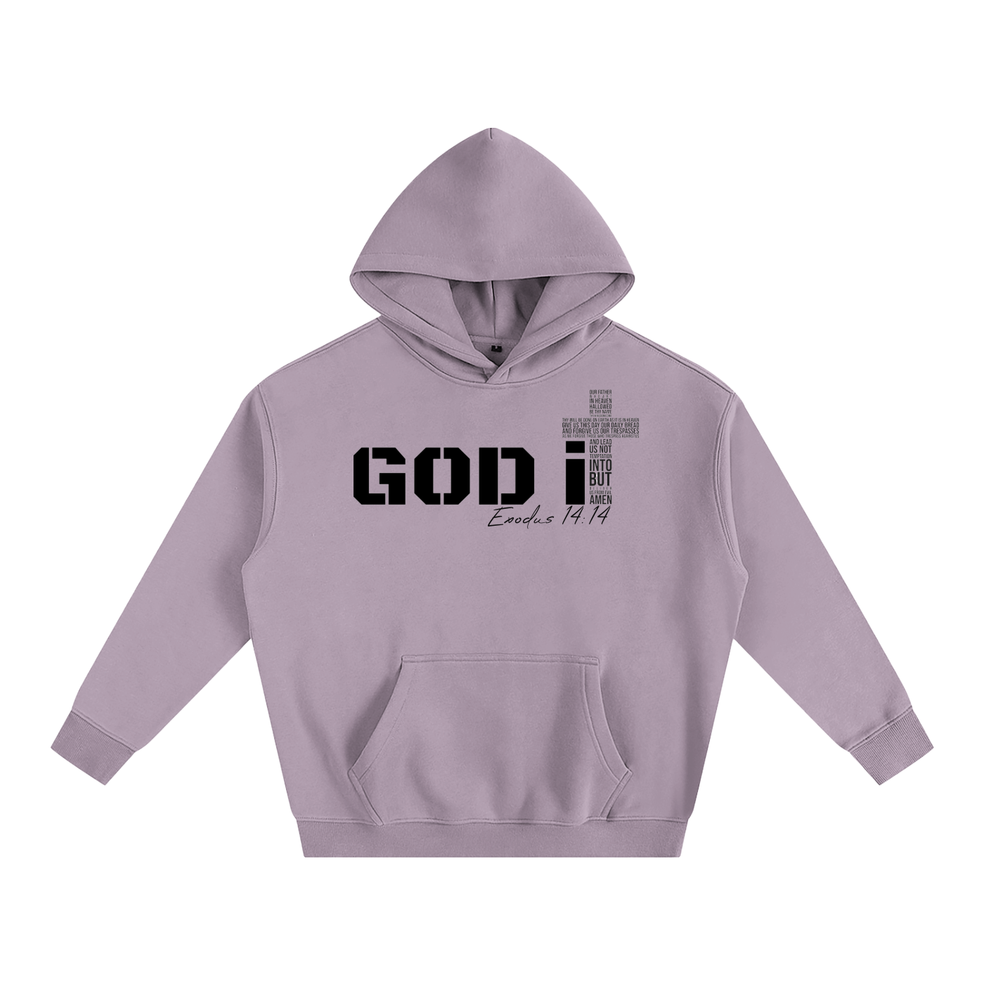 GOD it Oversize Fleeced Hoodie design black DTF PRINT