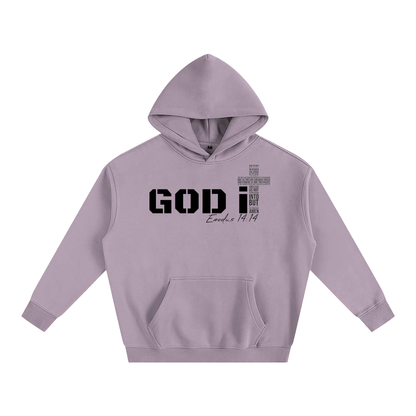 GOD it Oversize Fleeced Hoodie design black DTF PRINT