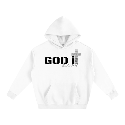 GOD it Oversize Fleeced Hoodie design black DTF PRINT