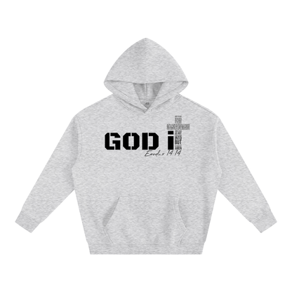 GOD it Oversize Fleeced Hoodie design black DTF PRINT